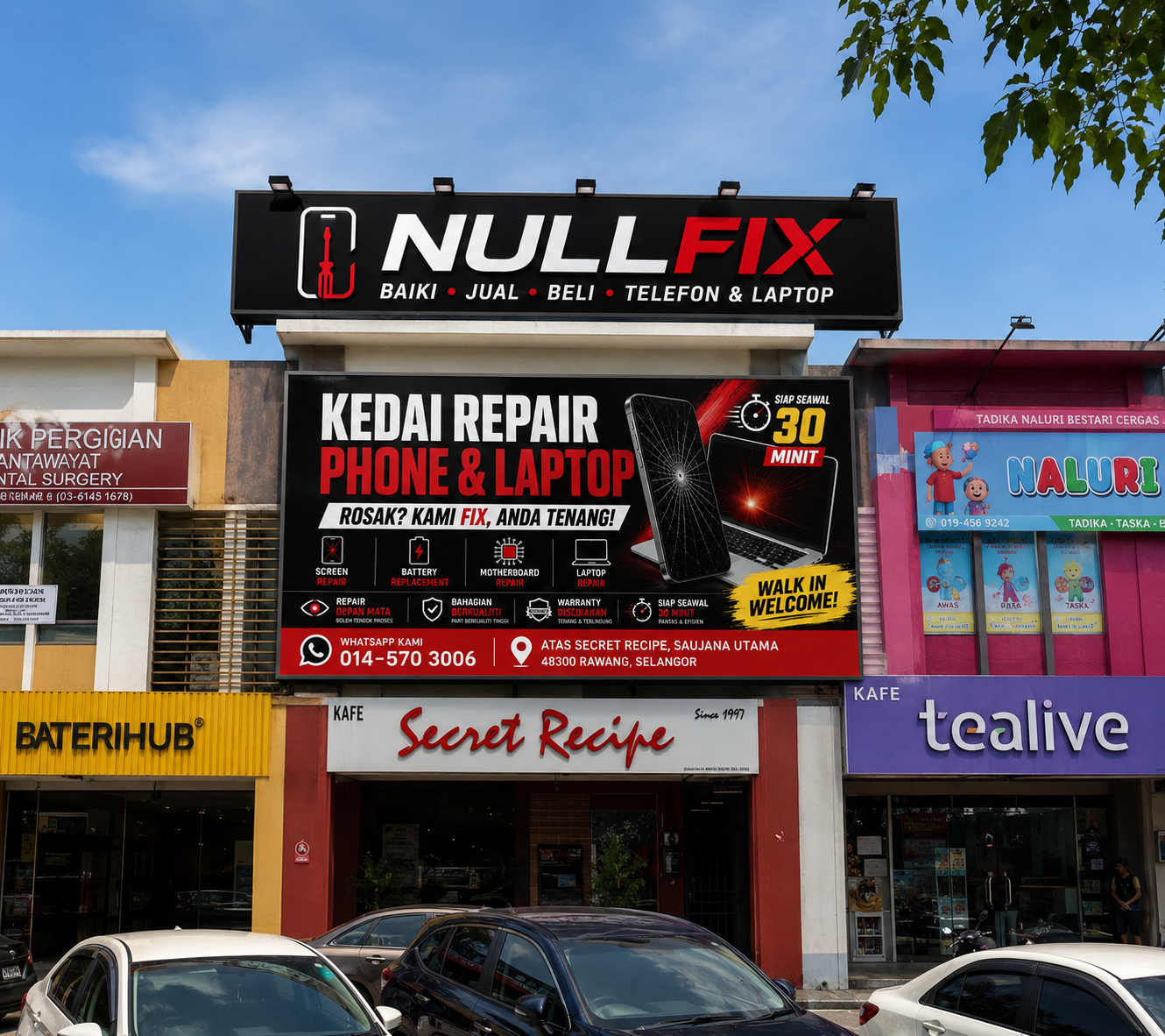Kedai NULLFIX Saujana Utama untuk pelanggan sekitar Puncak Alam