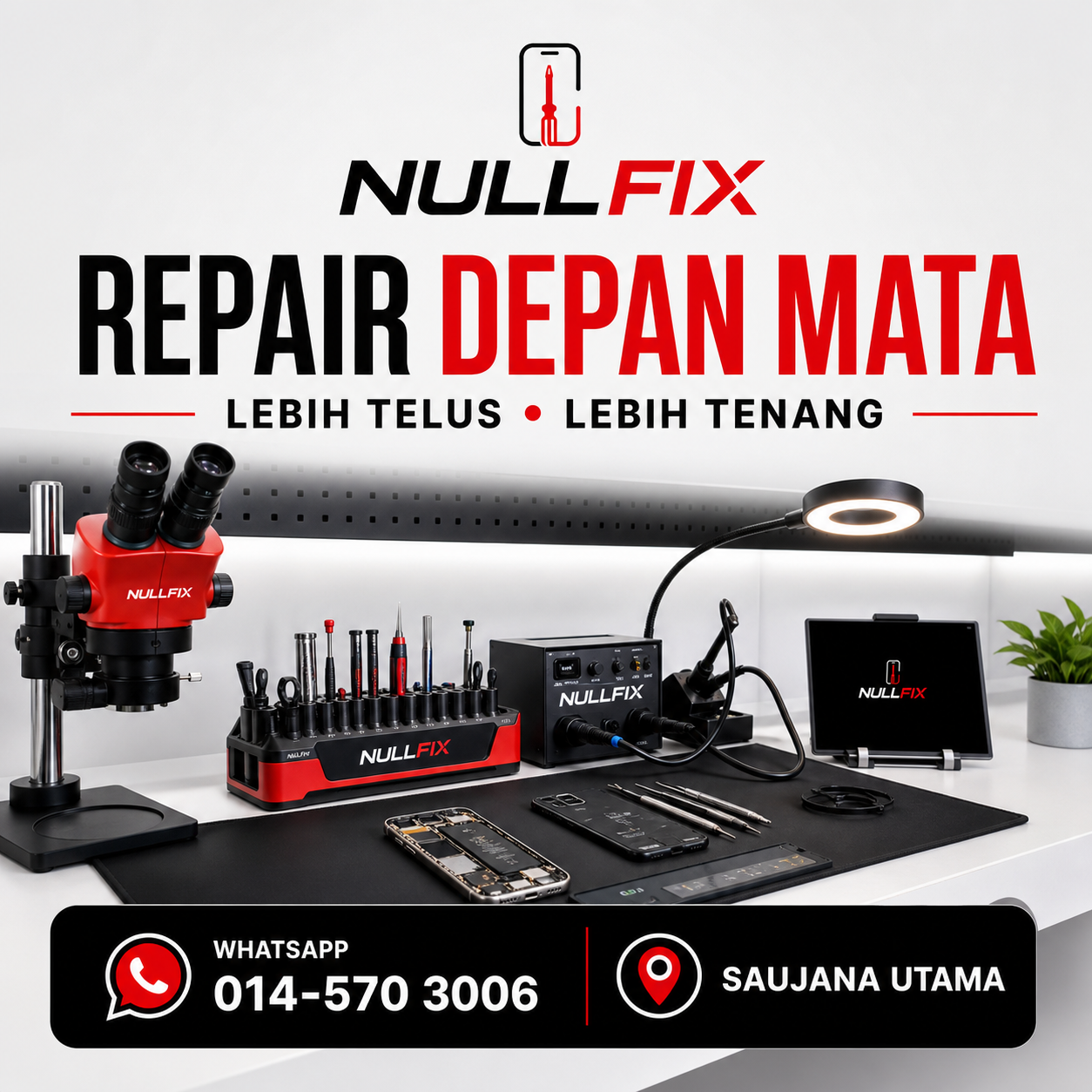 Servis repair phone untuk pelanggan Ijok di NULLFIX Saujana Utama