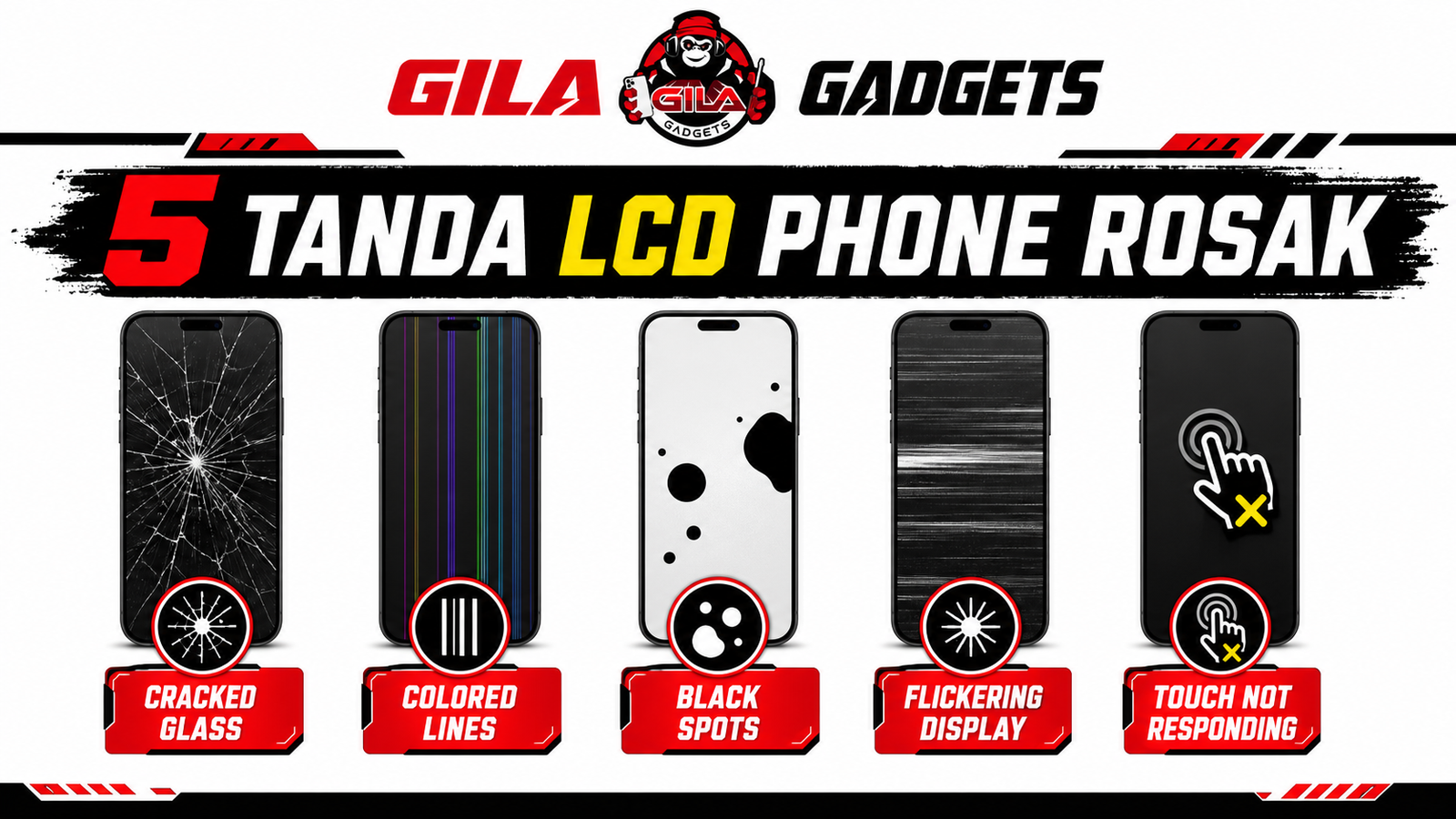 Tanda LCD phone rosak untuk pelanggan Semenyih