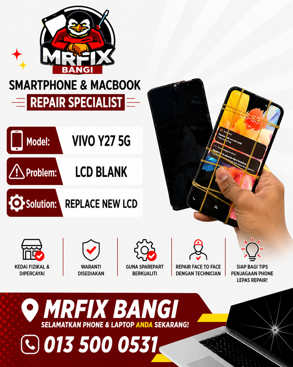 Pemeriksaan dalaman kamera telefon di Bangi