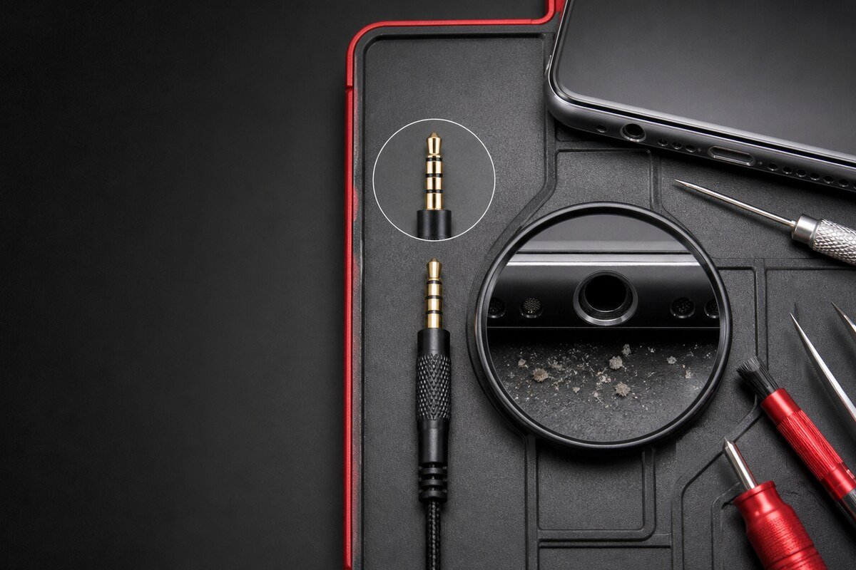 Perbandingan earphone habuk dan port untuk repair headphone jack phone Bangi