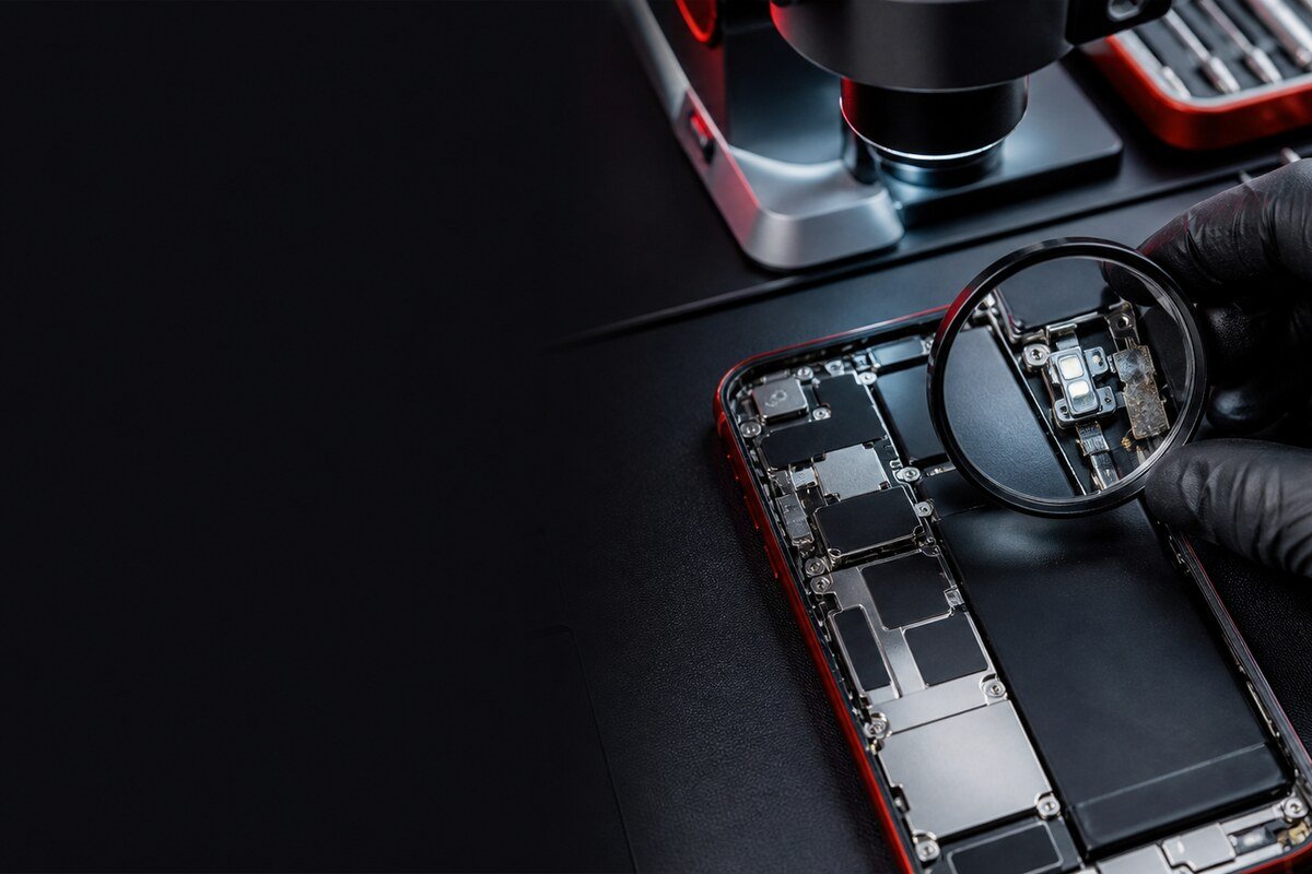 Inspection of the rear LED flash connector and phone frame