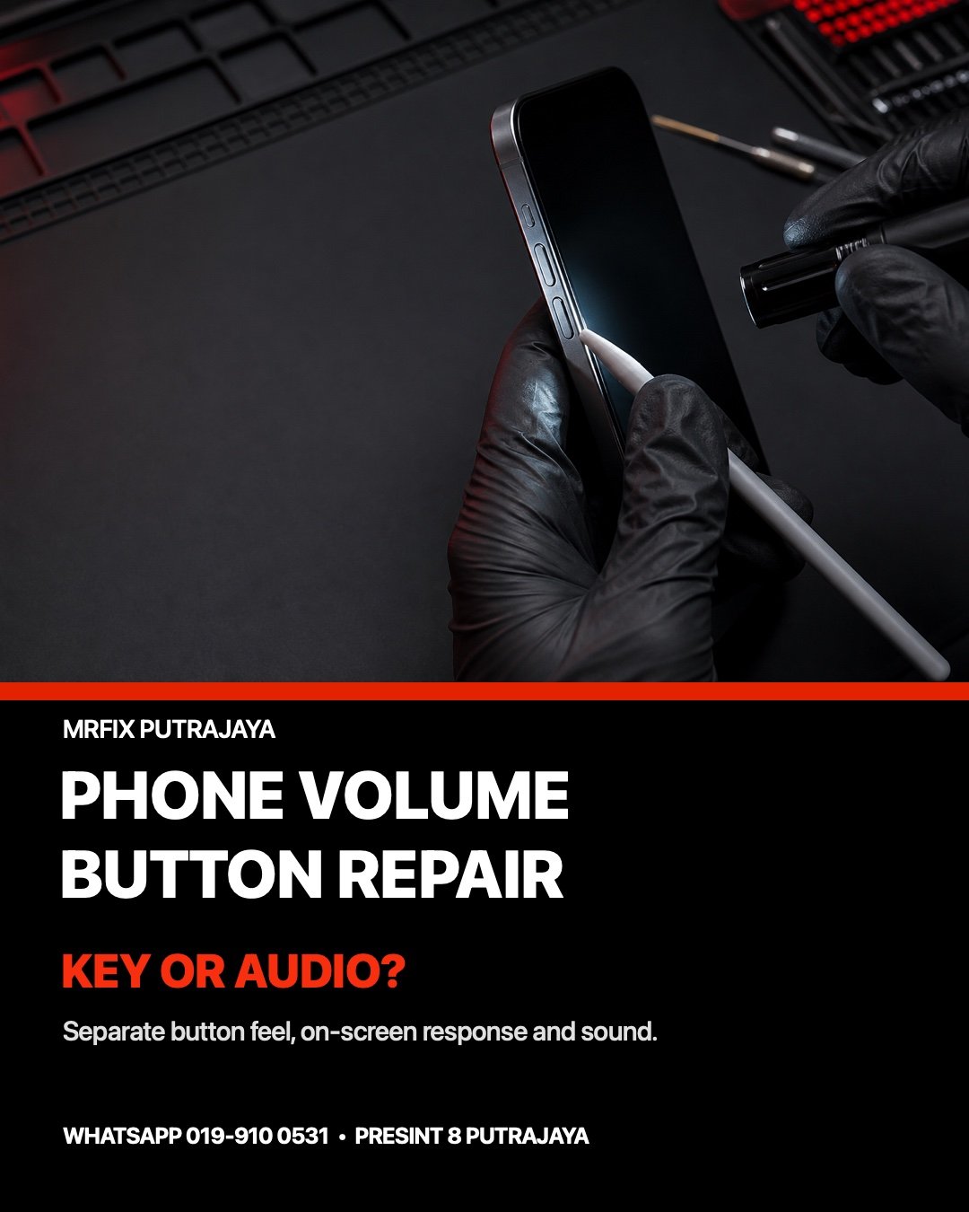 Phone volume button repair Putrajaya key-or-audio inspection illustration