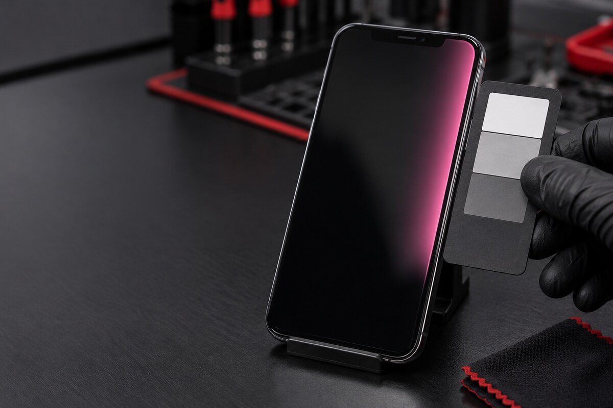 Perbandingan display tint dan tetapan warna telefon di Bangi