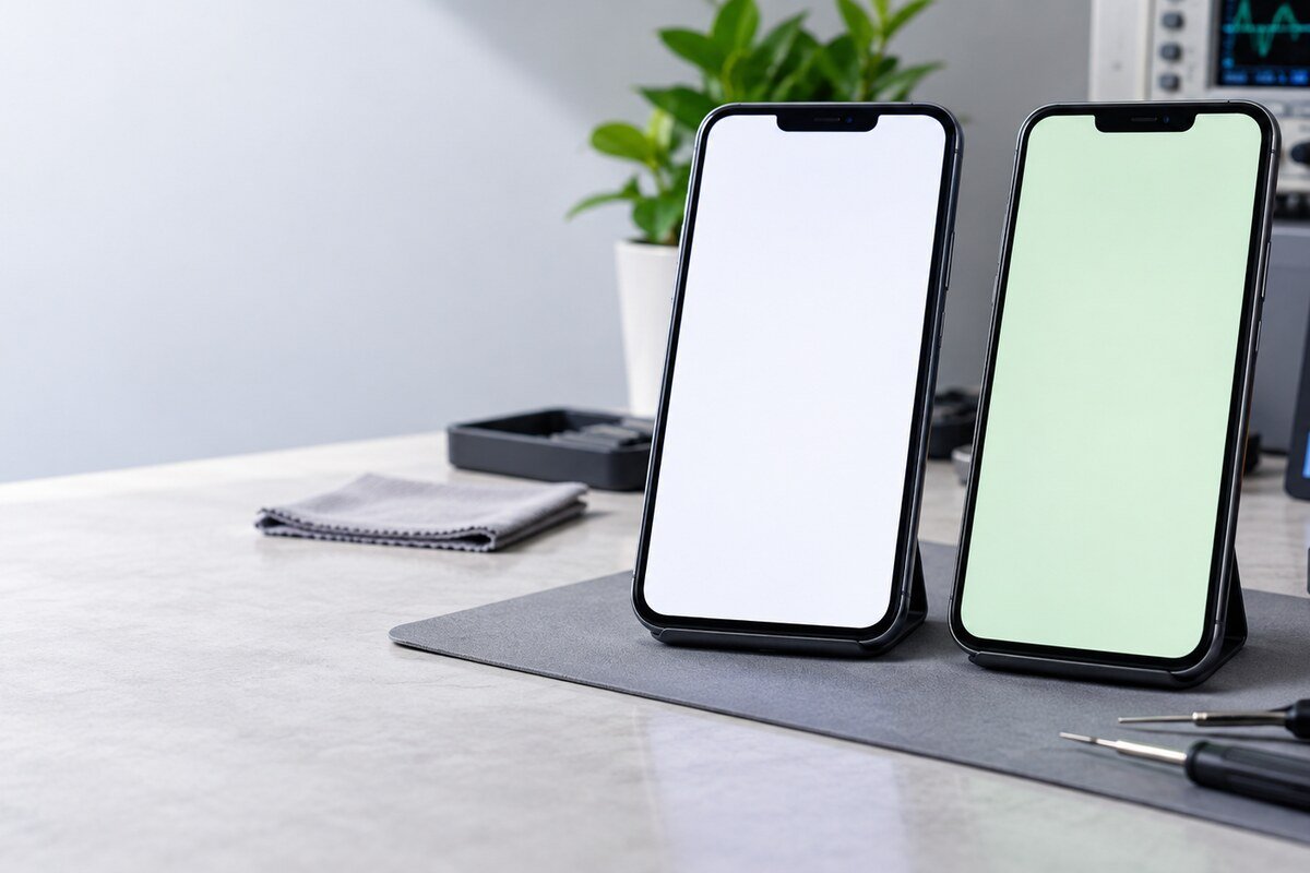Ujian warna neutral untuk membezakan setting dan panel telefon