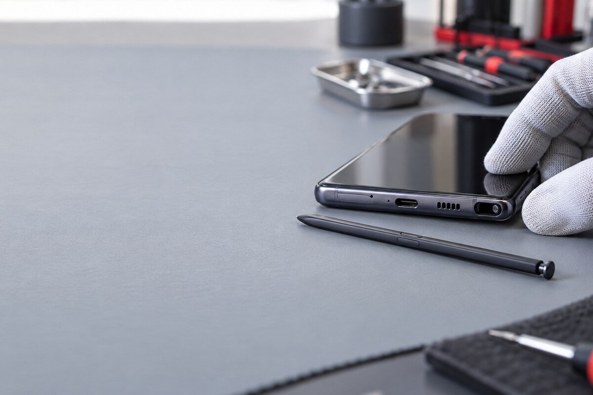 Pemeriksaan pen setting dan slot untuk repair S Pen phone Bangi