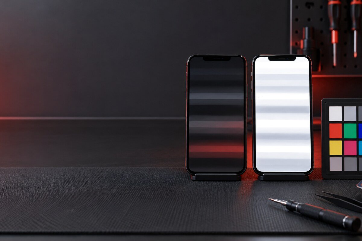 Comparing phone display flicker at different brightness levels